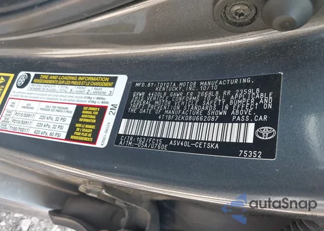 2011 Toyota Camry Se z USA, uszkodzony, nr VIN 4T1BF3EK0BU662087